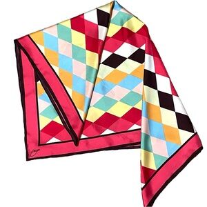 Gap Women’s Multicolored Geometric Print Shiny Satin Squared Scarf 30”
